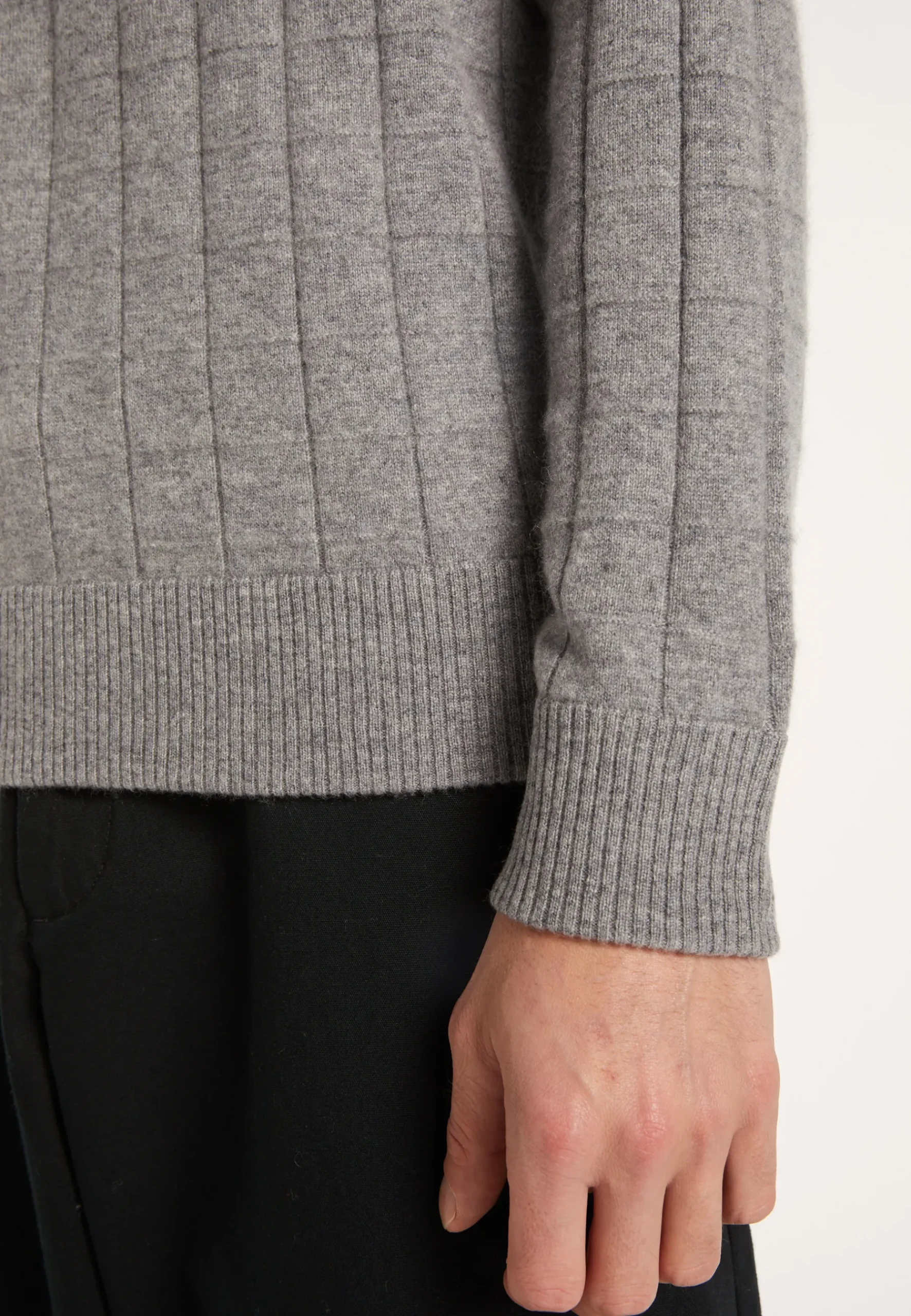 Montagut Pulls-Pull en Cachemire en jeu de maille quadrillé - Alexis 09-Gris moyen