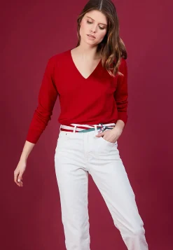 Montagut Pulls-Pull en cachemire lin - Blondie 20-Rouge foncé