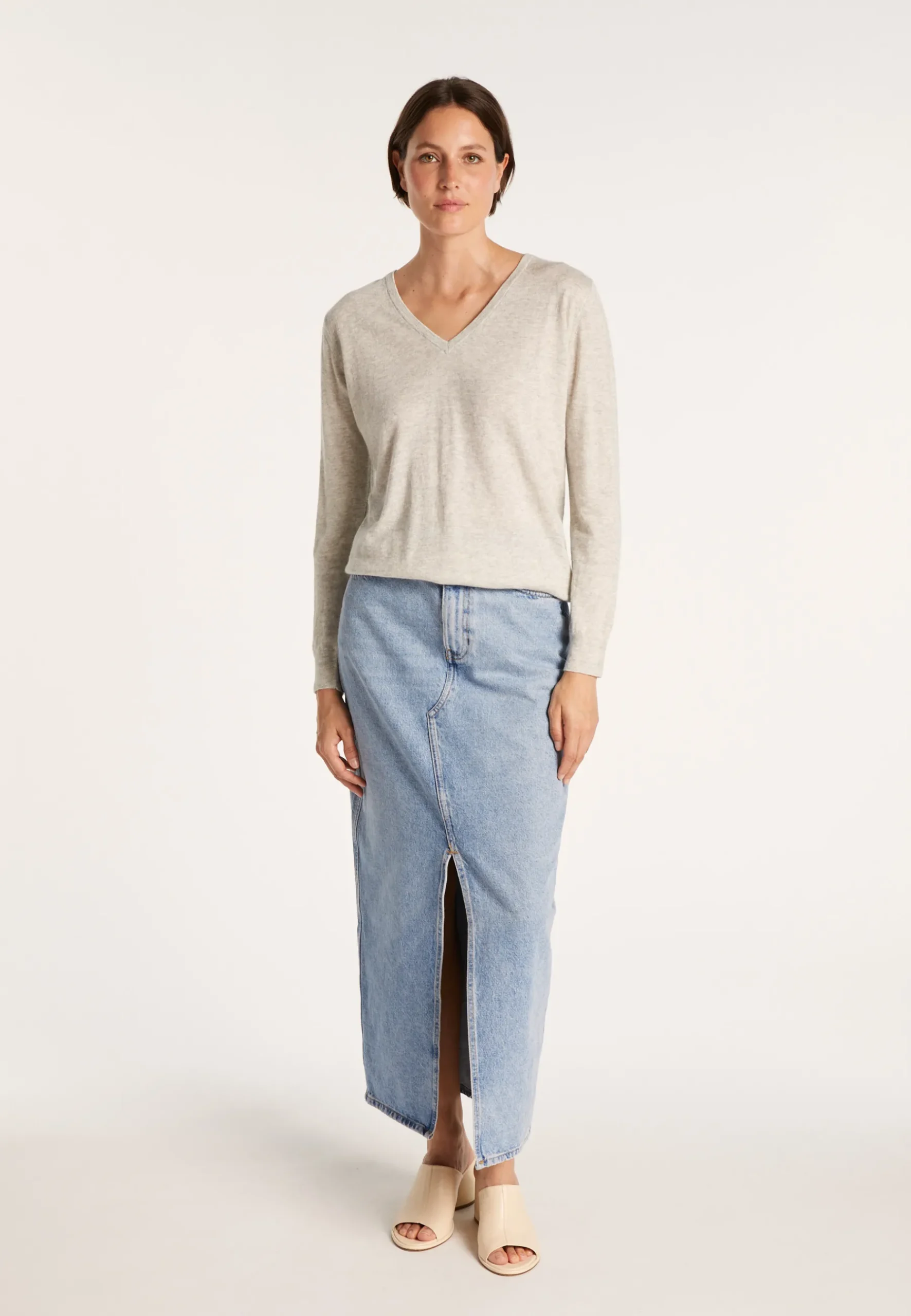 Montagut Pulls-Pull en cachemire lin - Blondie 11-Gris clair