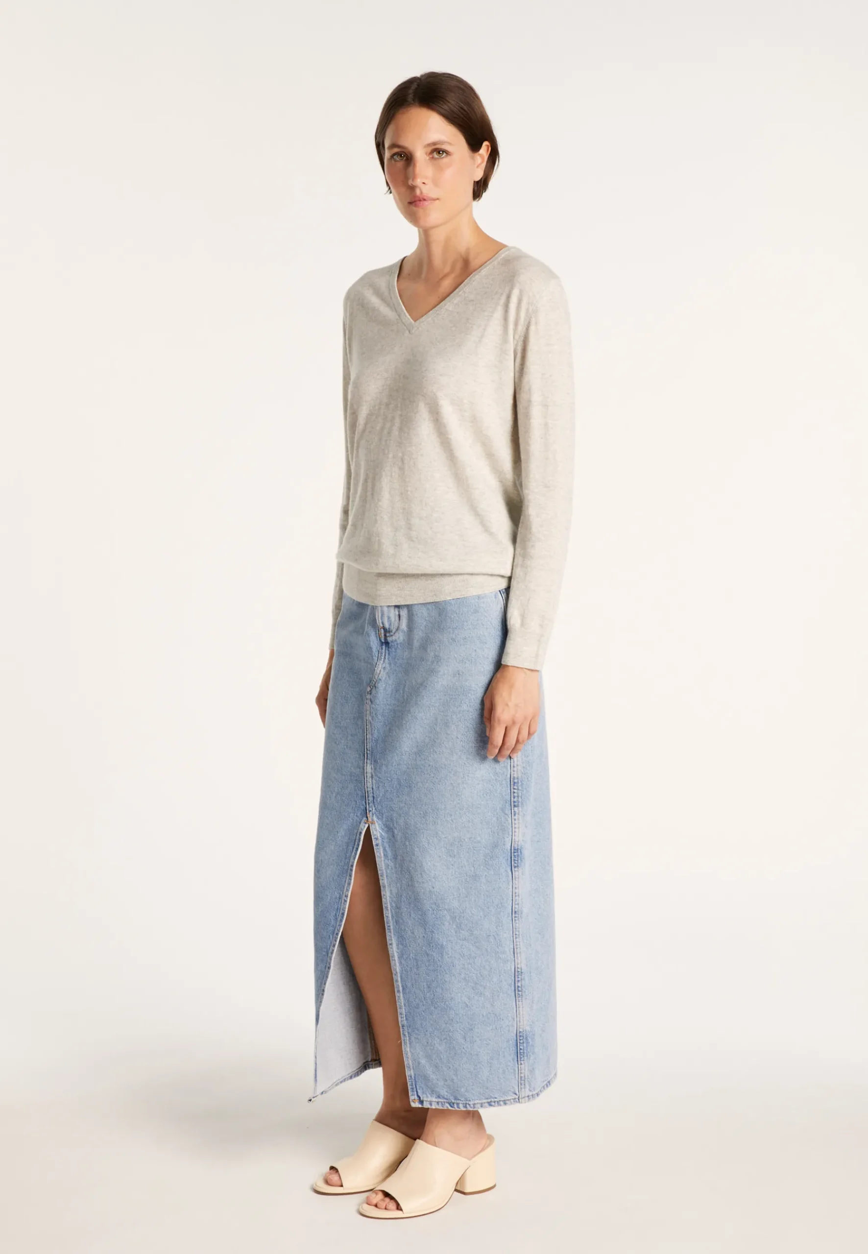 Montagut Pulls-Pull en cachemire lin - Blondie 11-Gris clair