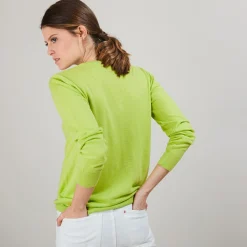 Montagut Pulls-Pull en cachemire lin - Blondie 90-Vert anis