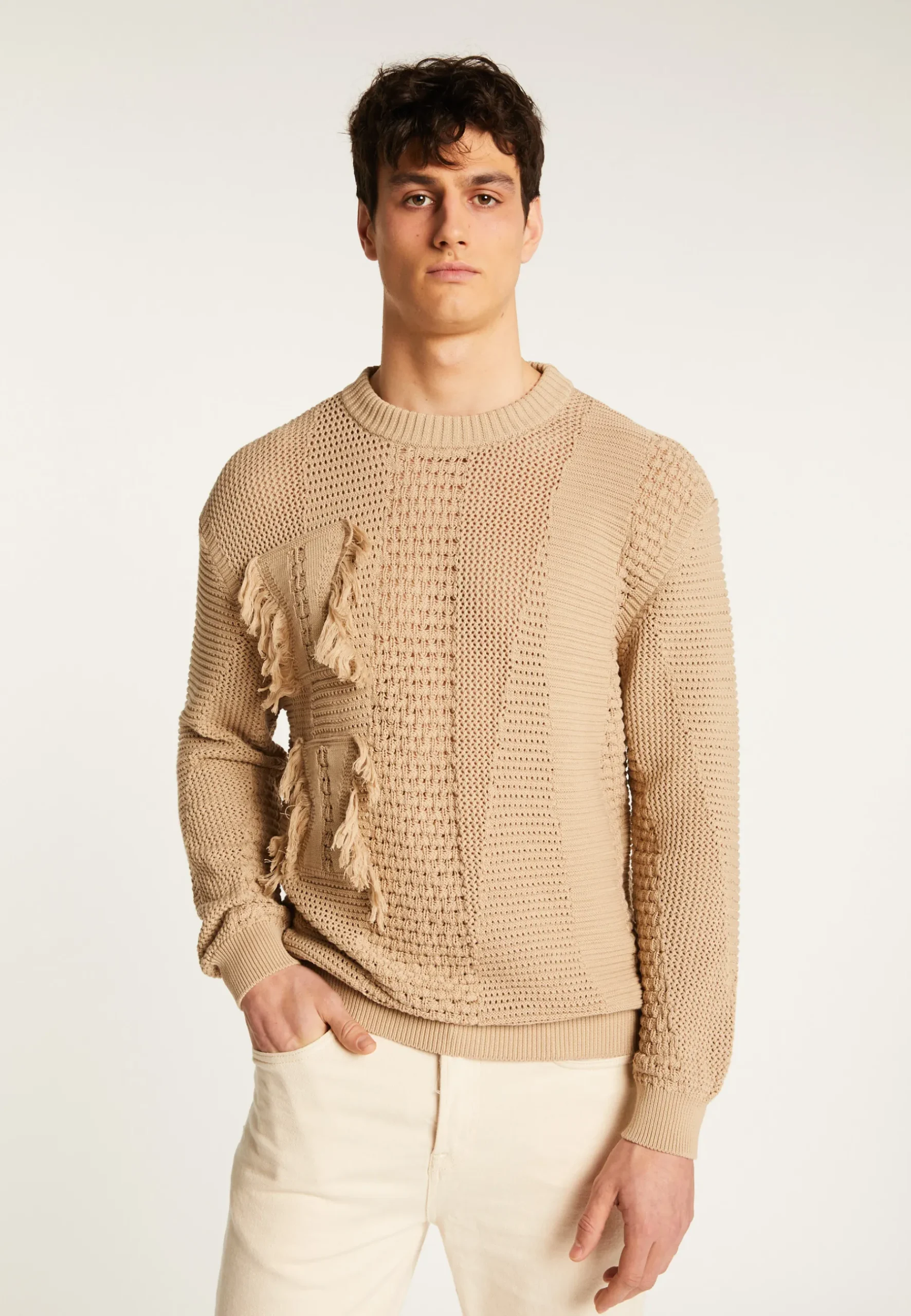 Montagut Pulls-Pull en coton ajouré - Marlow 13-Beige moyen