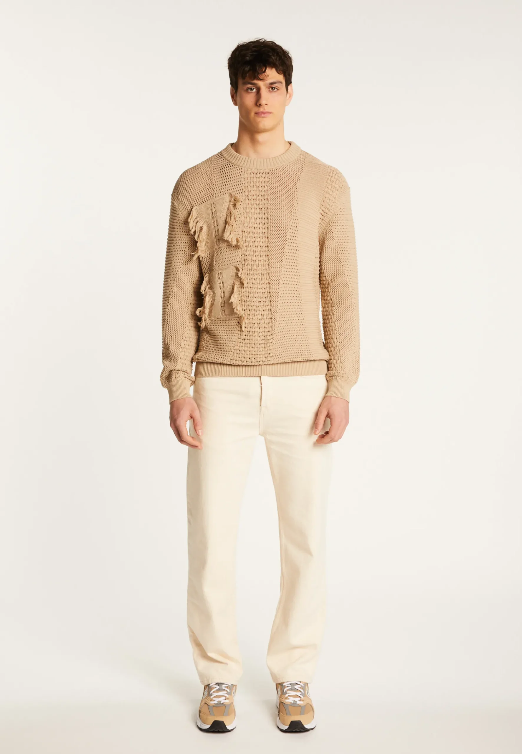 Montagut Pulls-Pull en coton ajouré - Marlow 13-Beige moyen