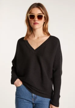 Montagut Pulls-Pull en coton manches chauve-souris - Lison 01-Noir