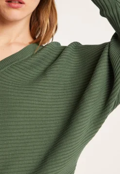 Montagut Pulls-Pull en coton manches chauve-souris - Lison 21-Vert foncé