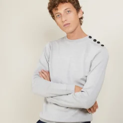 Montagut Pulls-Pull en laine avec boutons - Legende 11-Gris clair