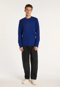 Montagut Pulls-Pull en laine avec boutons - Legende 48-Bleu roi