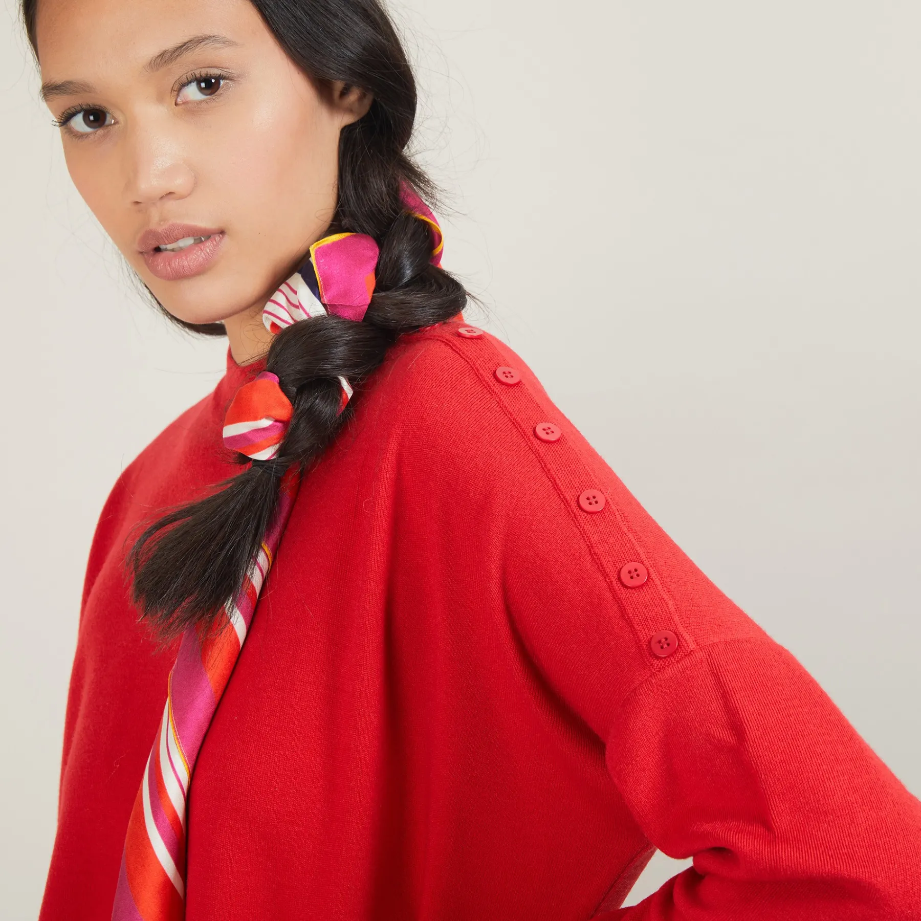 Montagut Pulls-Pull en laine boutons épaule - Gipsy 52-Rouge