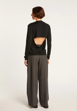 Montagut Pulls-Pull en laine et soie ouverture dos - Embrun 10-Gris foncé
