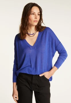 Montagut Pulls-Pull en lin flammé - Beja 48-Bleu roi