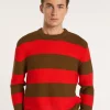 Montagut Pulls-Pull grosses rayures en coton - Rivage 83-Kaki
