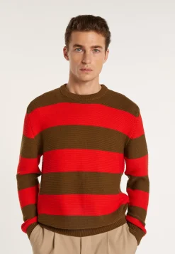 Montagut Pulls-Pull grosses rayures en coton - Rivage 83-Kaki