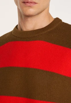 Montagut Pulls-Pull grosses rayures en coton - Rivage 83-Kaki