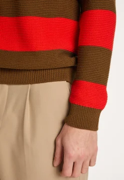Montagut Pulls-Pull grosses rayures en coton - Rivage 83-Kaki