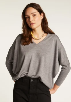 Montagut Les Incontournables | Pulls-Pull laine manches chauves-souris - Boxe 09-Gris moyen