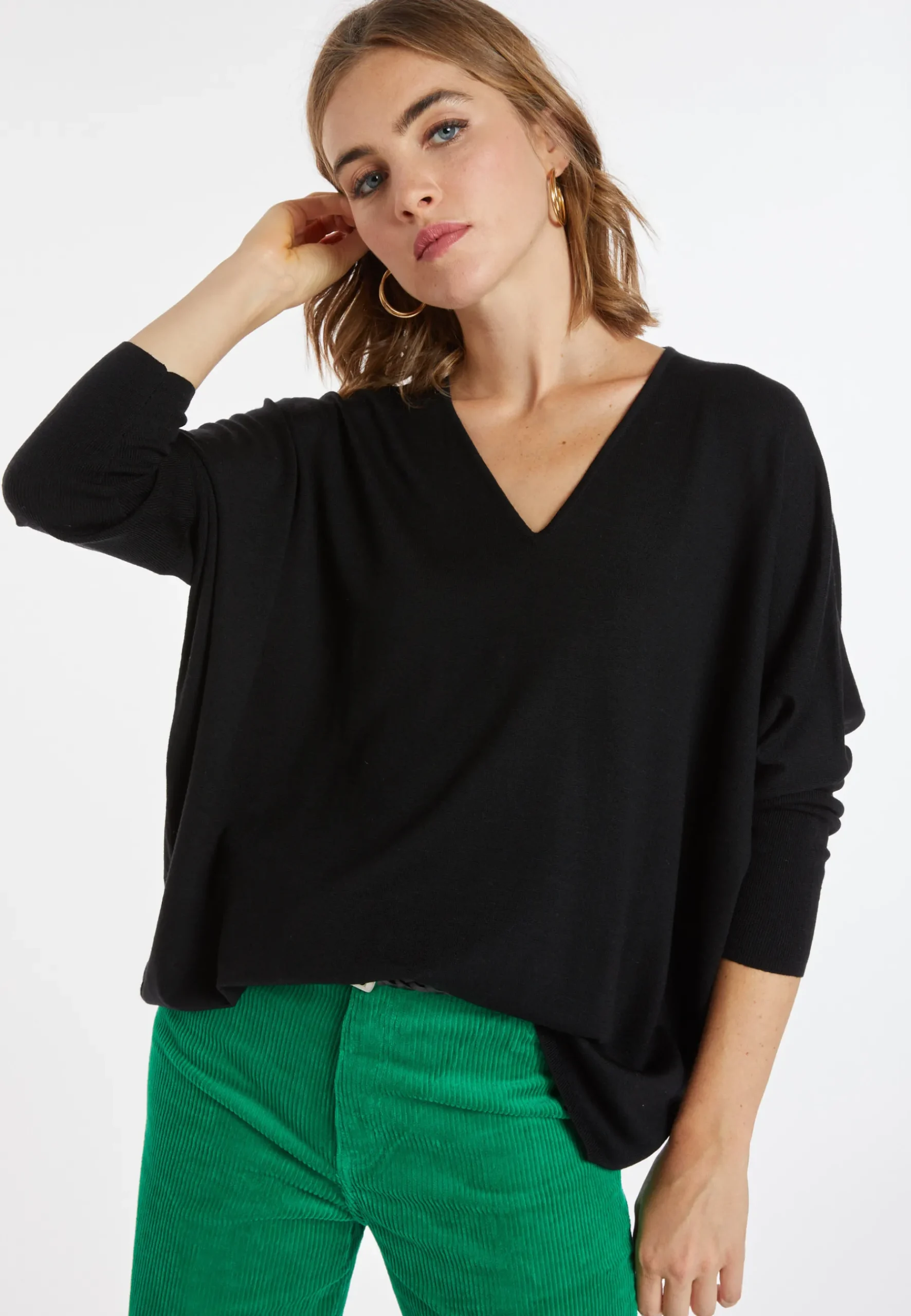 Montagut Les Incontournables-Pull laine manches chauve-souris - Boxe 01-Noir