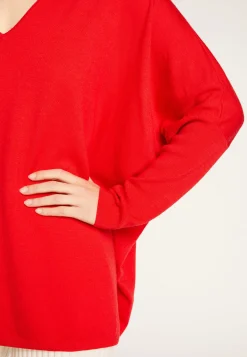 Montagut Les Incontournables-Pull laine manches chauve-souris - Boxe 52-Rouge