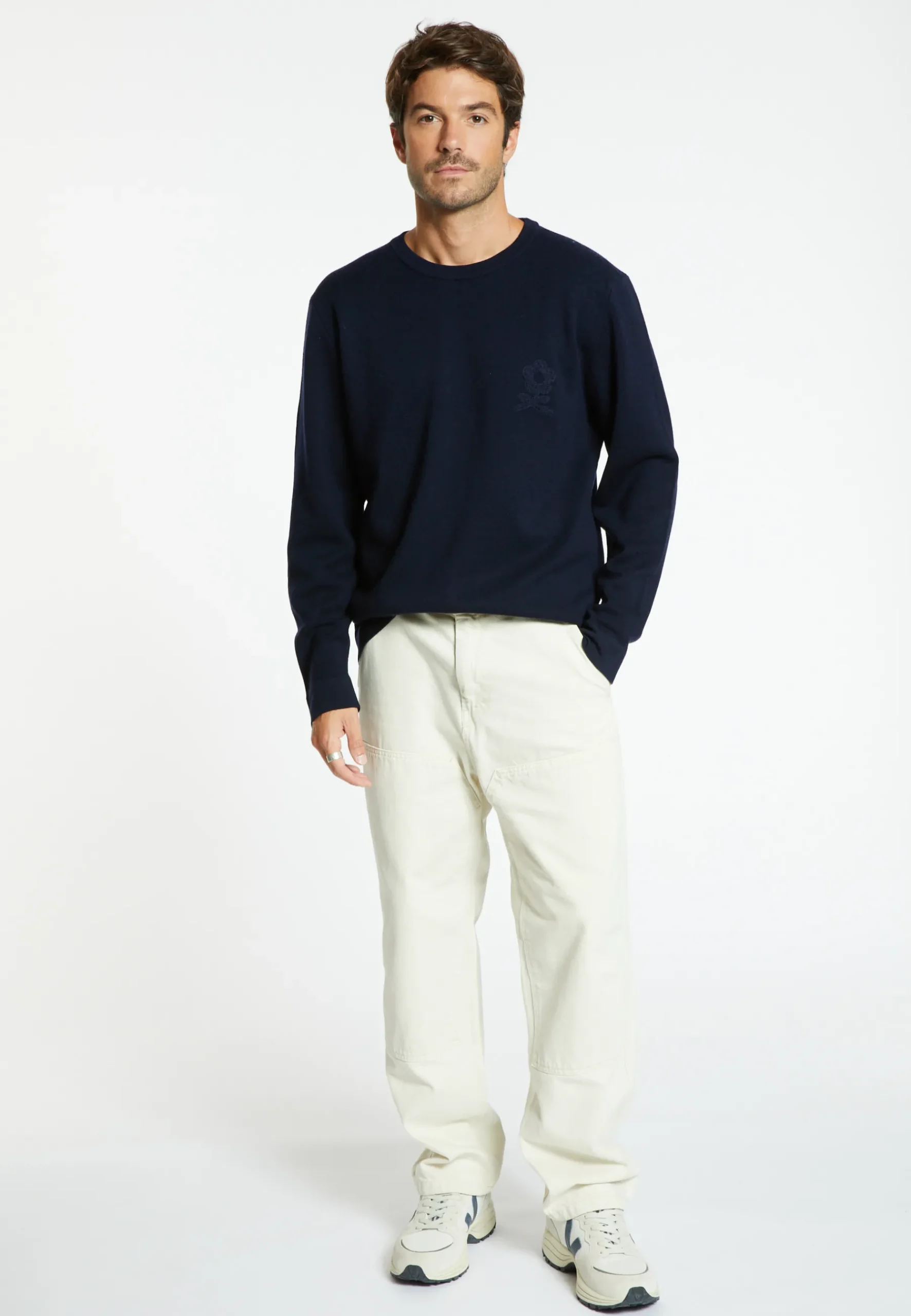 Montagut Pulls-Pull laine mérinos avec logo - Santi 05-Bleu marine