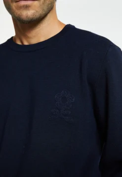 Montagut Pulls-Pull laine mérinos avec logo - Santi 05-Bleu marine