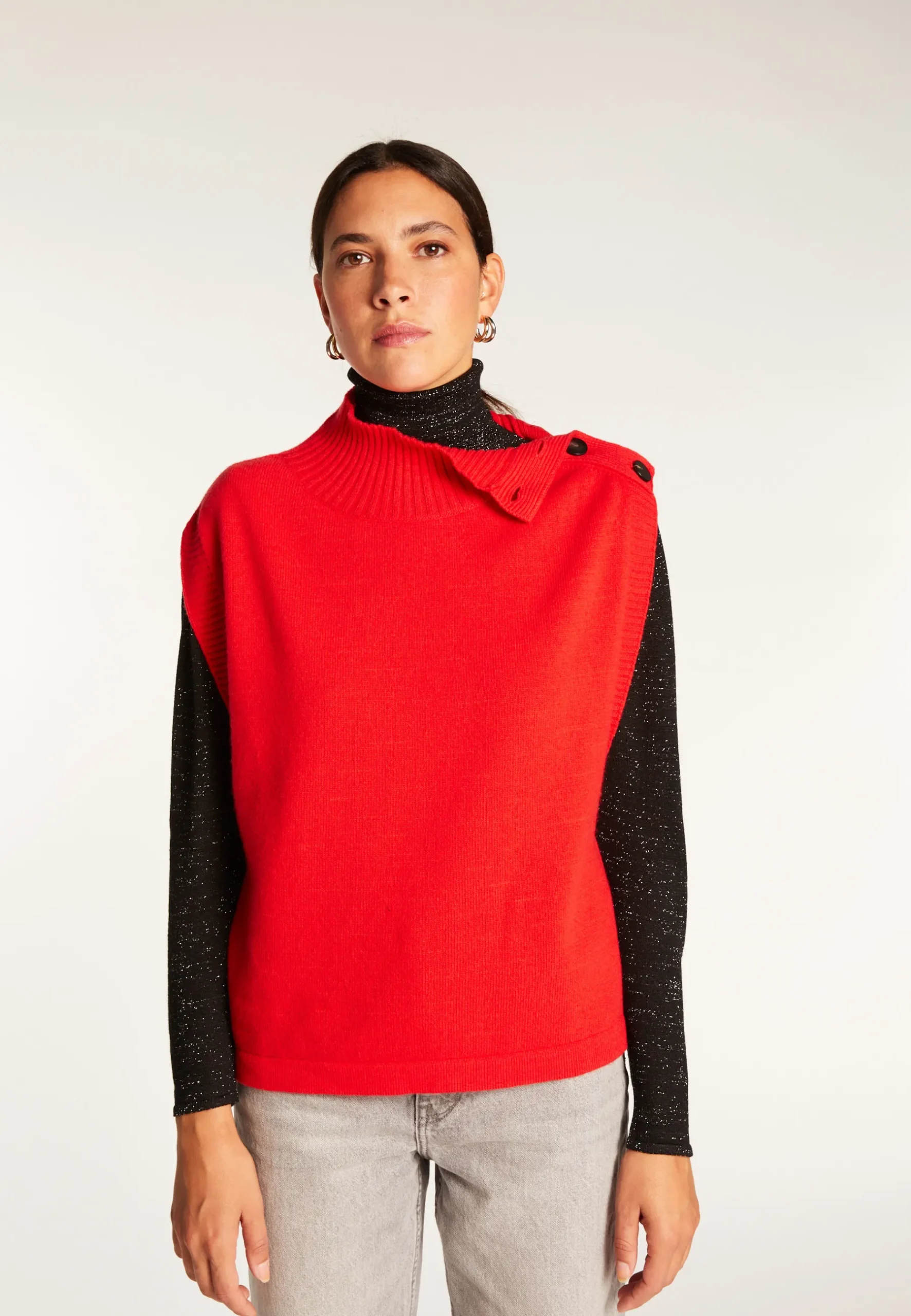 Montagut Les Incontournables-Pull laine sans manches - Vero 52-Rouge
