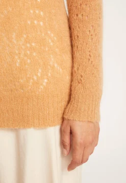 Montagut Pulls-Pull long en mohair ajouré - Emelin 46-Marron clair