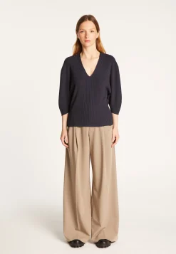 Montagut Pulls-Pull manches ballons en laine mélangée - Rooney 05-Bleu marine