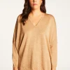 Montagut Pulls-Pull manches chauve-souris en laine et lurex - Boxe Lux 88-Camel