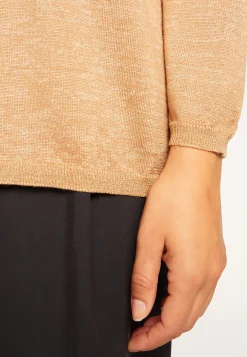 Montagut Pulls-Pull manches chauve-souris en laine et lurex - Boxe Lux 88-Camel
