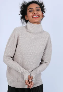 Montagut Pulls-Pull manches extra longues en laine mérinos - Solane 13-Beige moyen