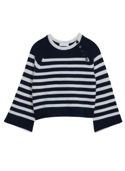 Montagut Pulls-Pull marinière en cachemire à manches ample - Gaelle 05-Bleu marine