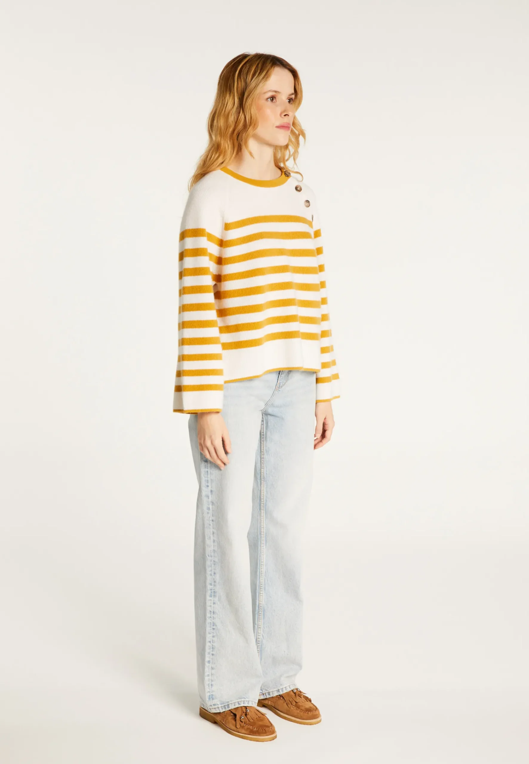 Montagut Pulls-Pull marinière en cachemire à manches ample - Gaelle 15-Orange