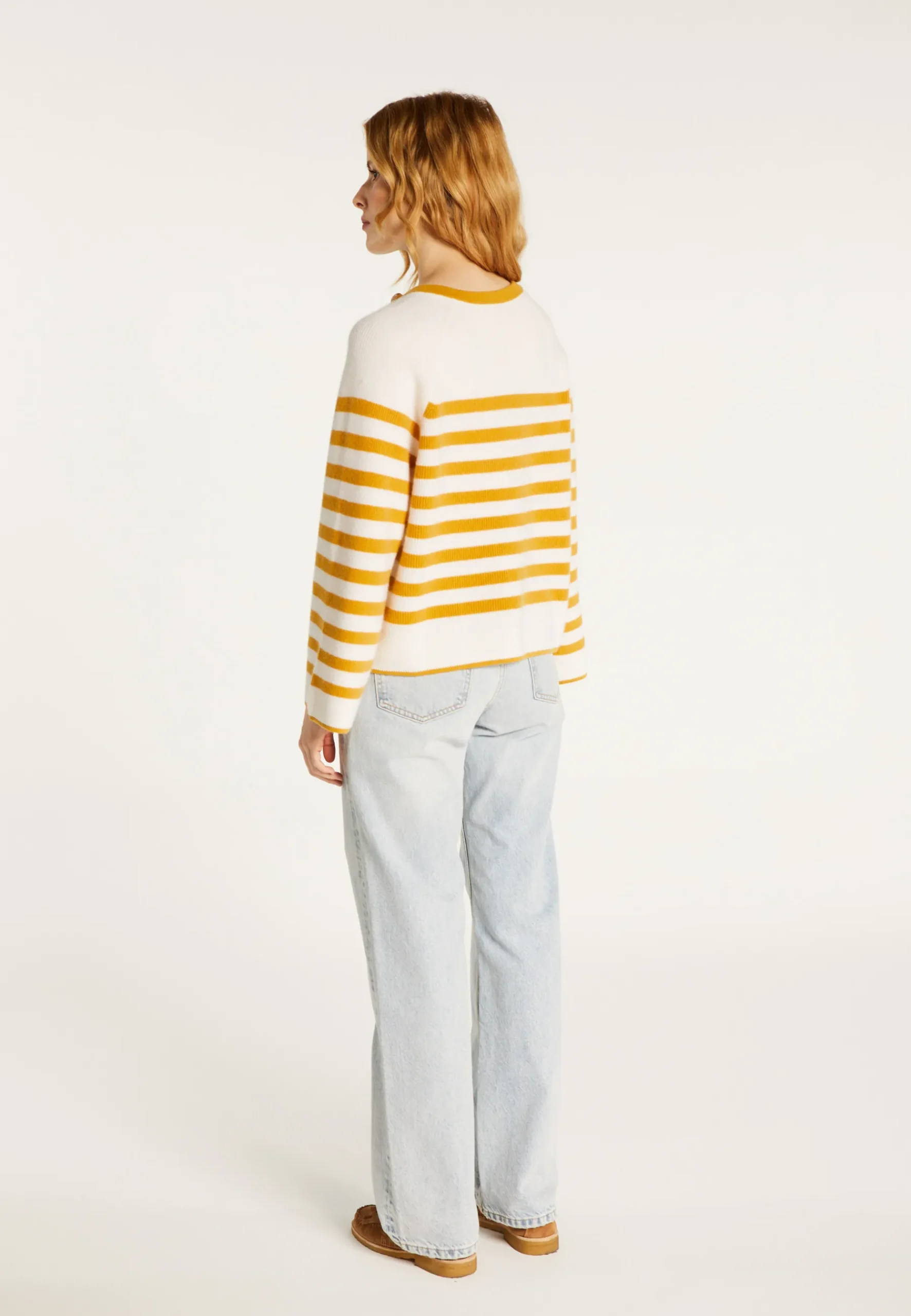 Montagut Pulls-Pull marinière en cachemire à manches ample - Gaelle 15-Orange