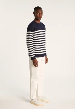 Montagut Pulls-Pull marinière en coton - Iris 05-Bleu marine