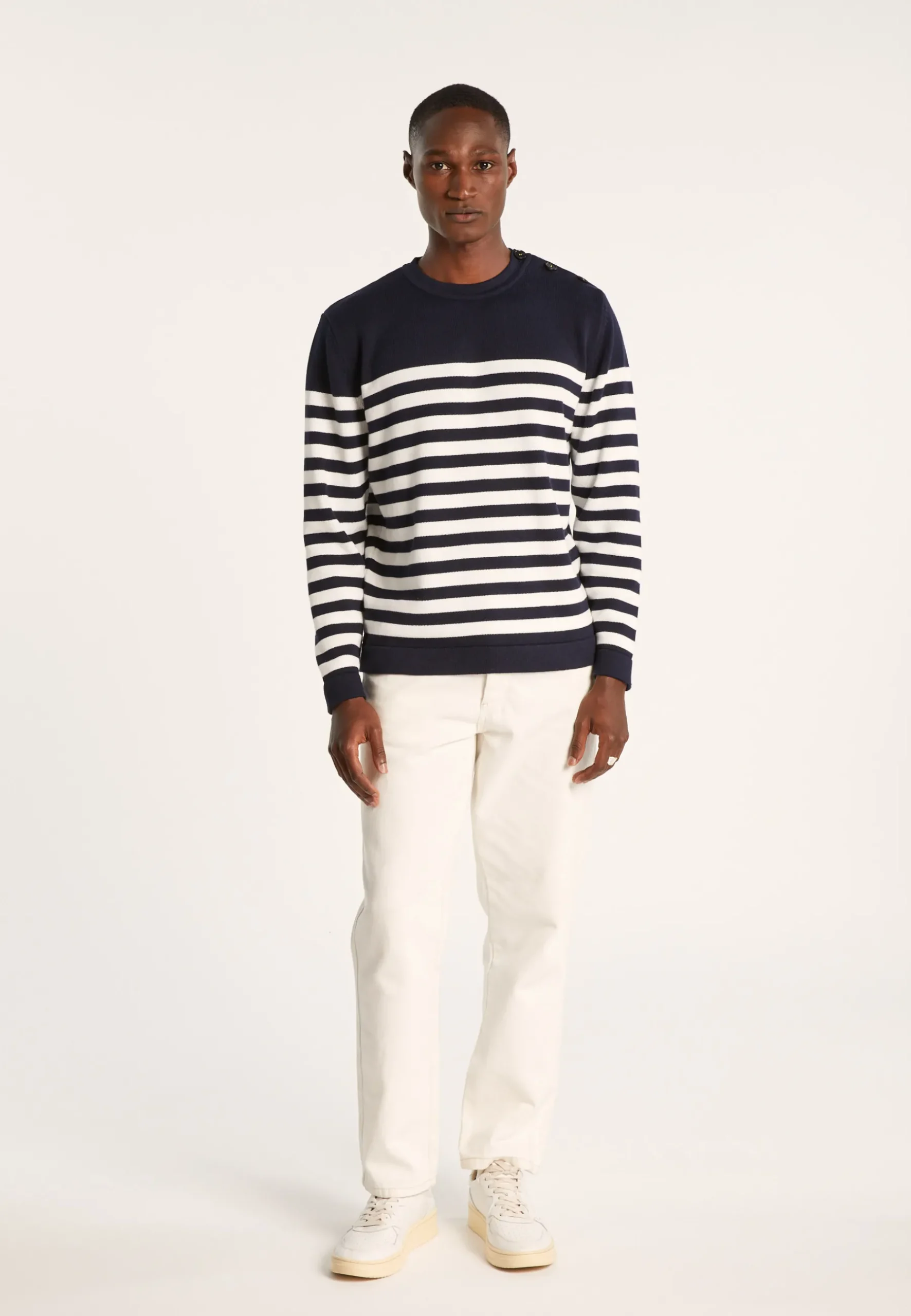 Montagut Pulls-Pull marinière en coton - Iris 05-Bleu marine