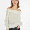 Montagut Pulls-Pull mohair encolure bardot - Caelie 82-Ecru