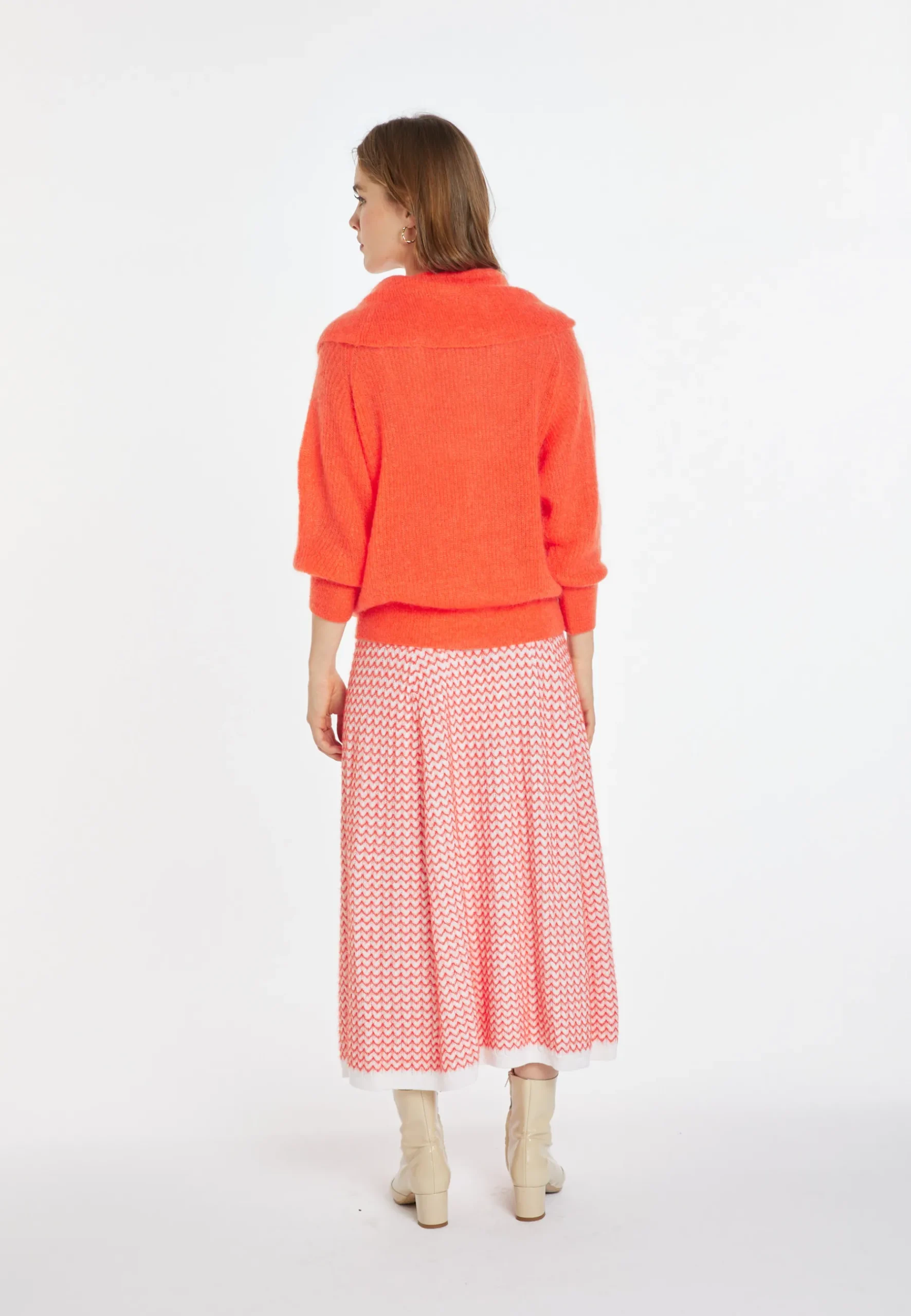 Montagut Pulls-Pull mohair encolure bardot - Caelie 15-Orange