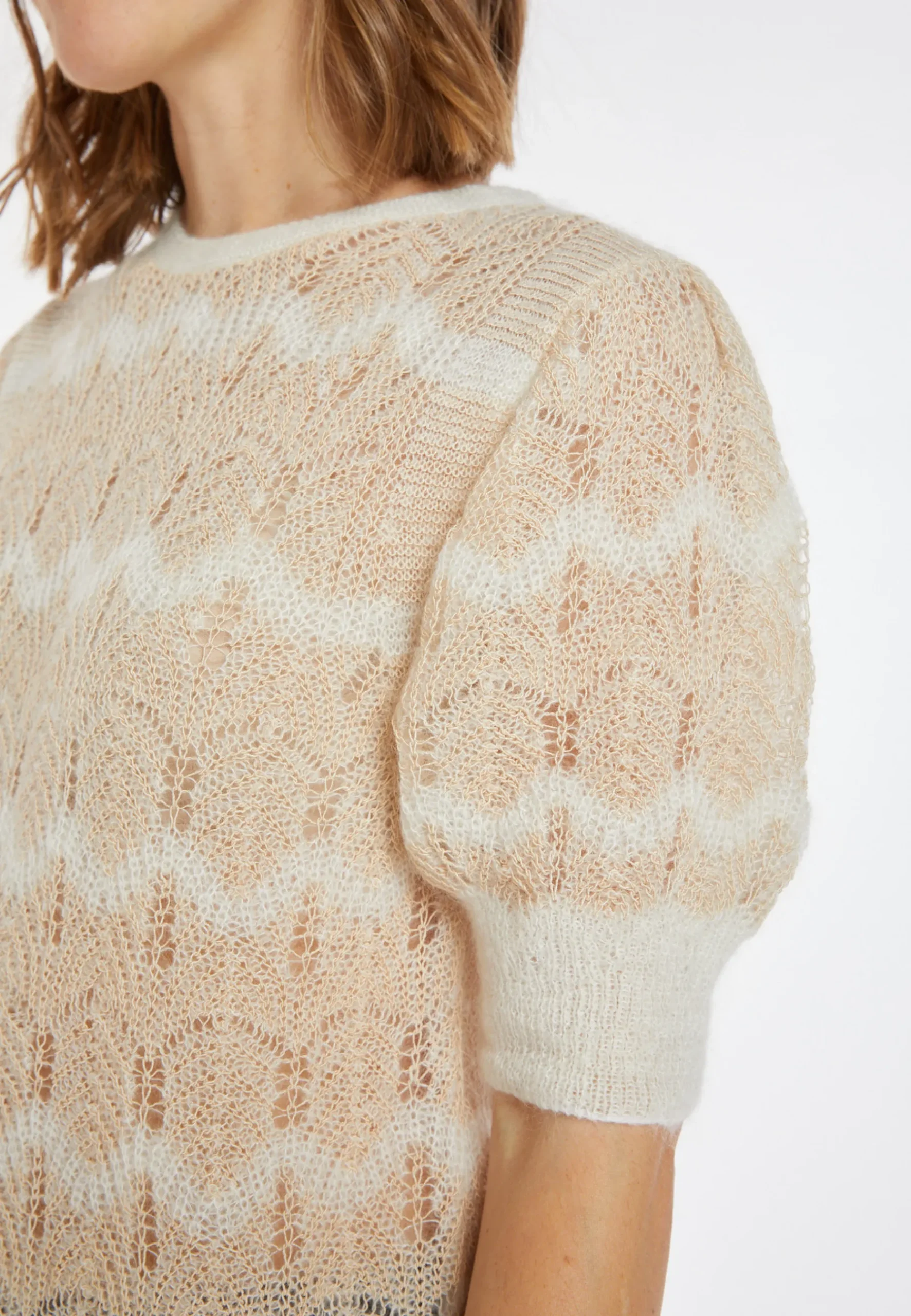 Montagut Pulls-Pull mohair manches ballon - Cosmos 82-Ecru