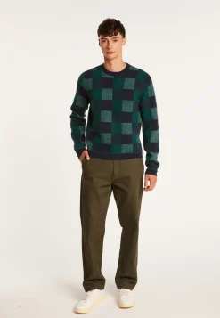 Montagut Pulls-Pull motif damier en cachemire - Amadeo 21-Vert foncé