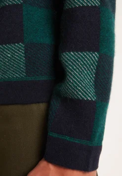 Montagut Pulls-Pull motif damier en cachemire - Amadeo 21-Vert foncé