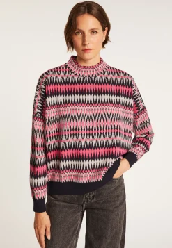 Montagut Pulls-Pull motifs aztèques en laine - Fidji 05-Bleu marine