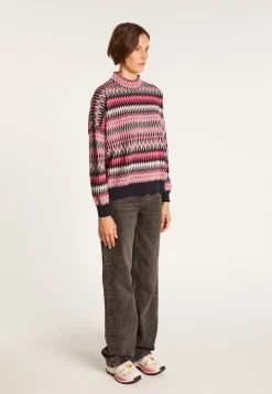 Montagut Pulls-Pull motifs aztèques en laine - Fidji 05-Bleu marine