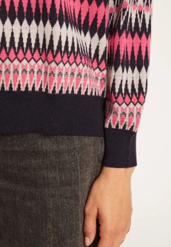 Montagut Pulls-Pull motifs aztèques en laine - Fidji 05-Bleu marine