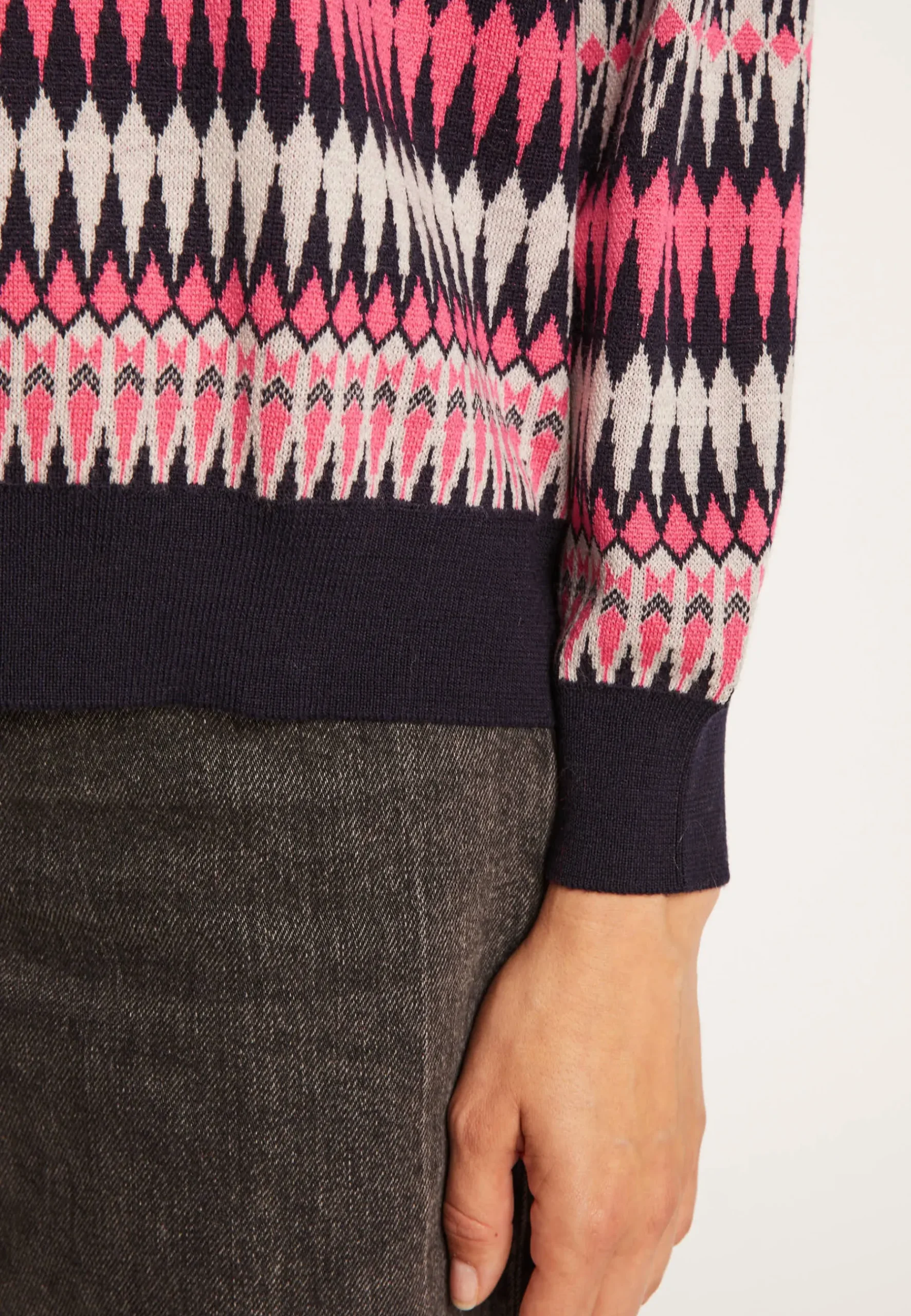 Montagut Pulls-Pull motifs aztèques en laine - Fidji 05-Bleu marine
