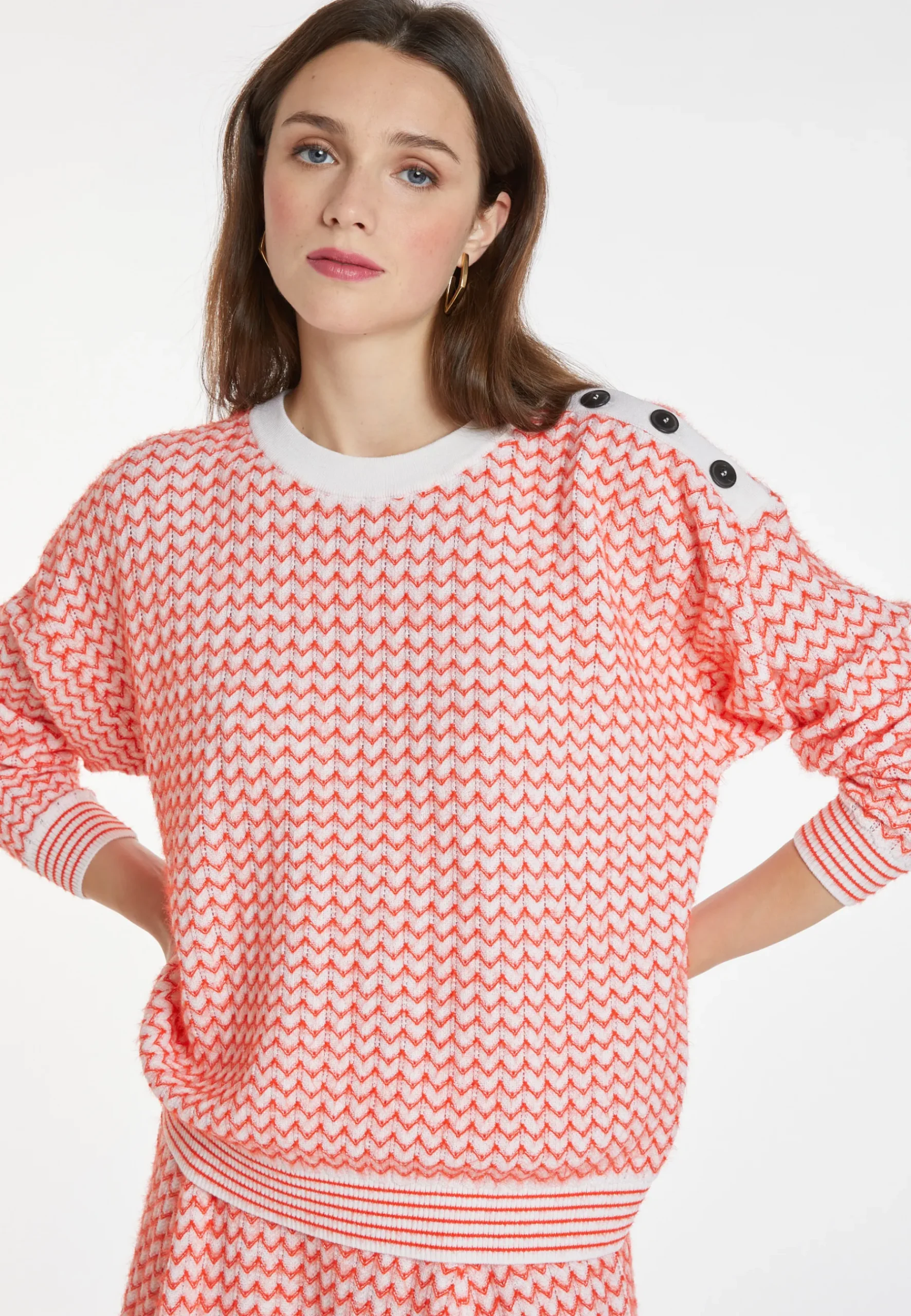 Montagut Pulls-Pull motifs chevron en laine - Coralise 15-Orange