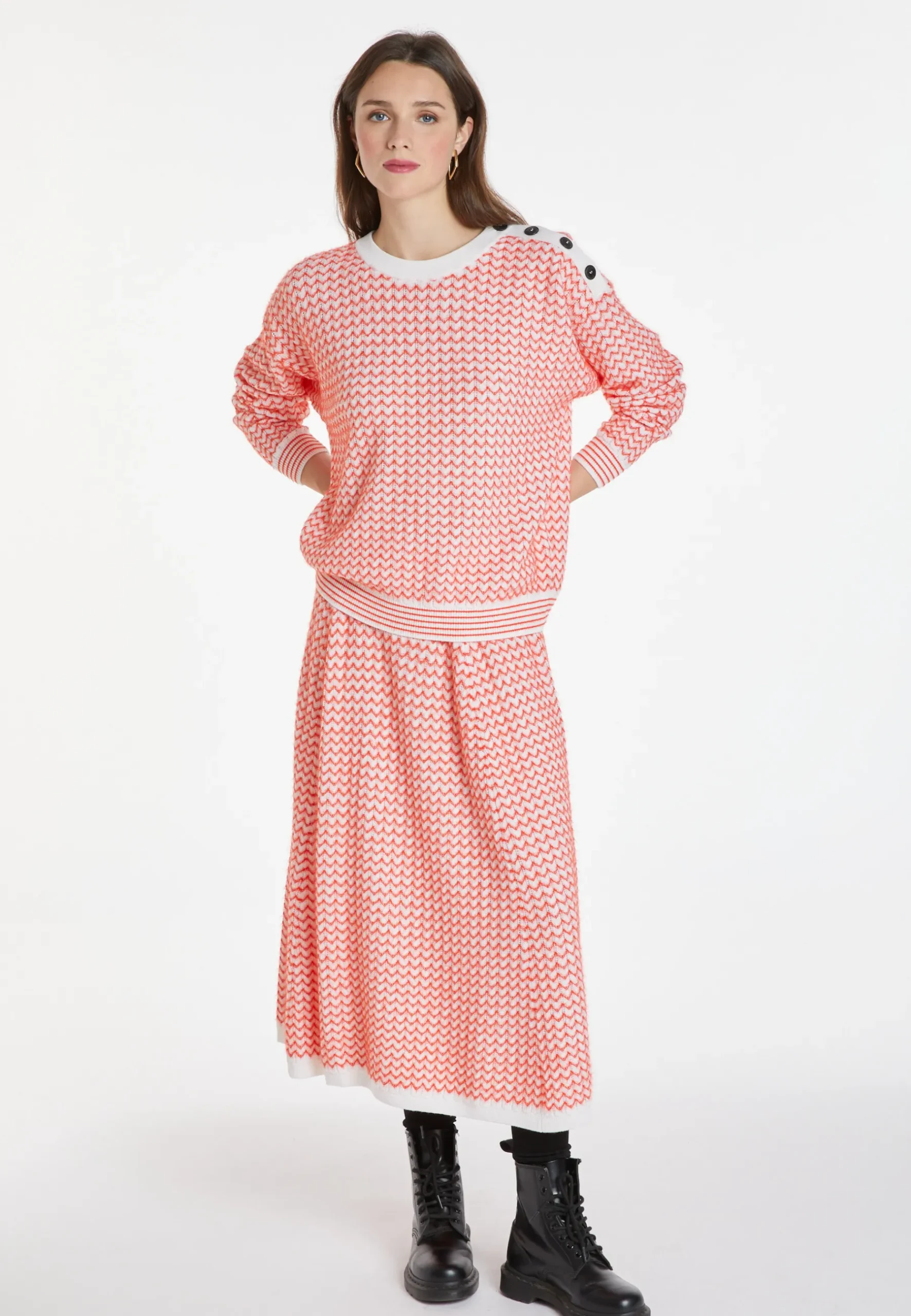 Montagut Pulls-Pull motifs chevron en laine - Coralise 15-Orange
