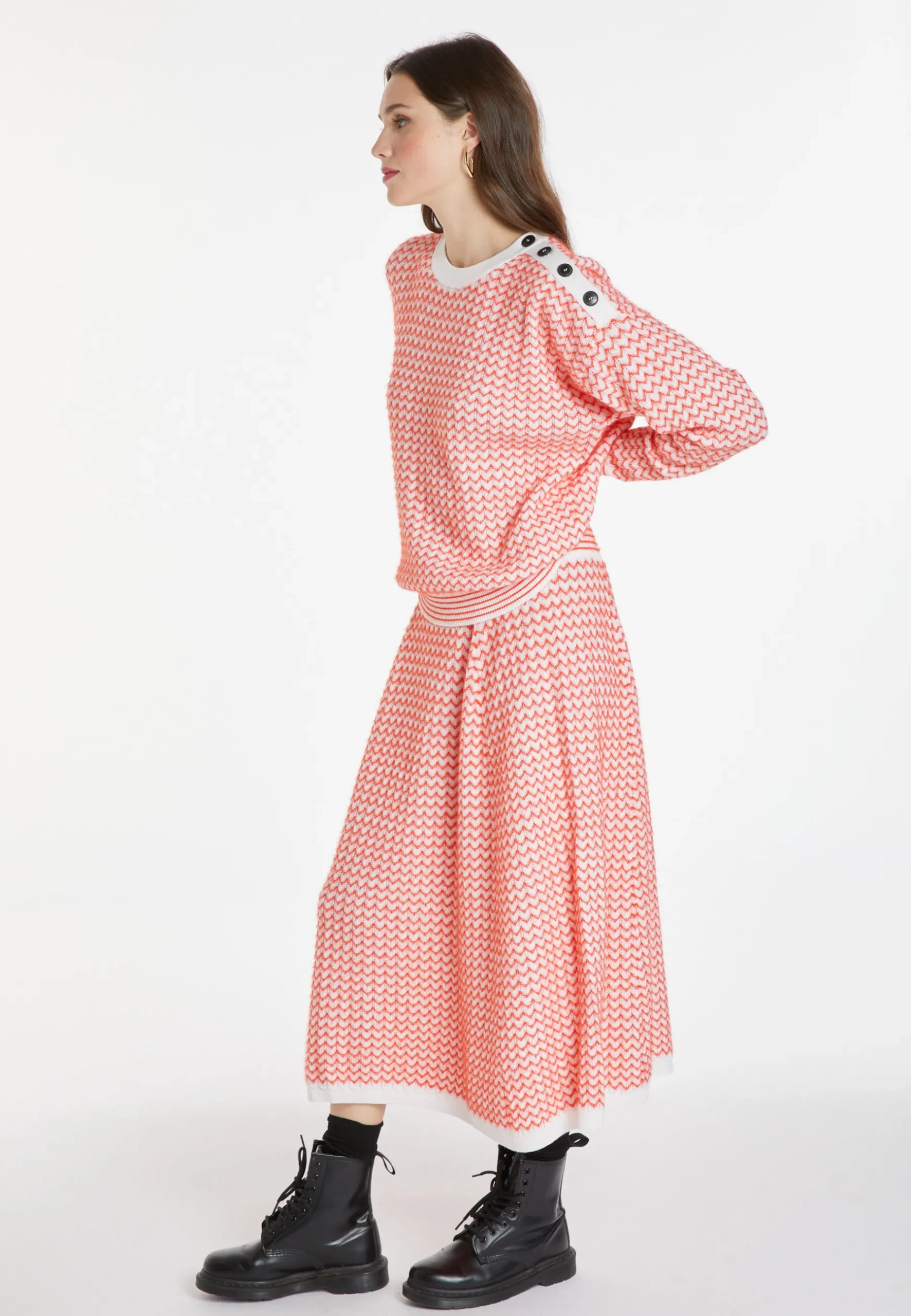 Montagut Pulls-Pull motifs chevron en laine - Coralise 15-Orange