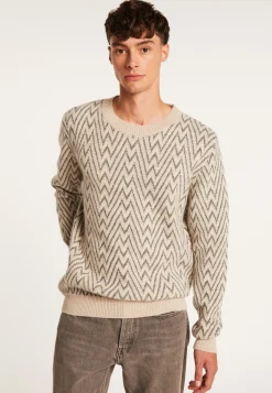 Montagut Pulls-Pull motifs chevrons en laine et Alpaga - Luka 13-Beige moyen