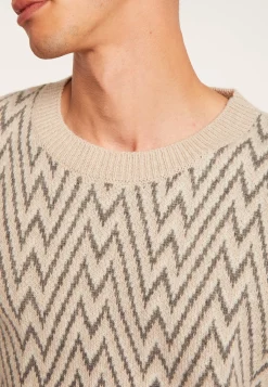 Montagut Pulls-Pull motifs chevrons en laine et Alpaga - Luka 13-Beige moyen