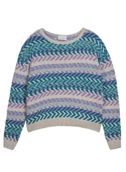 Montagut Pulls-Pull multicolore coton et lin - Thadji 04-Bleu clair