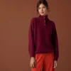 Montagut Pulls-Pull oversize boutonné en mohair - Clea 51-Bordeaux